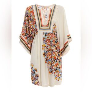 Tory Burch Cream Dress with Multicolor Geometric Print XS/TP
